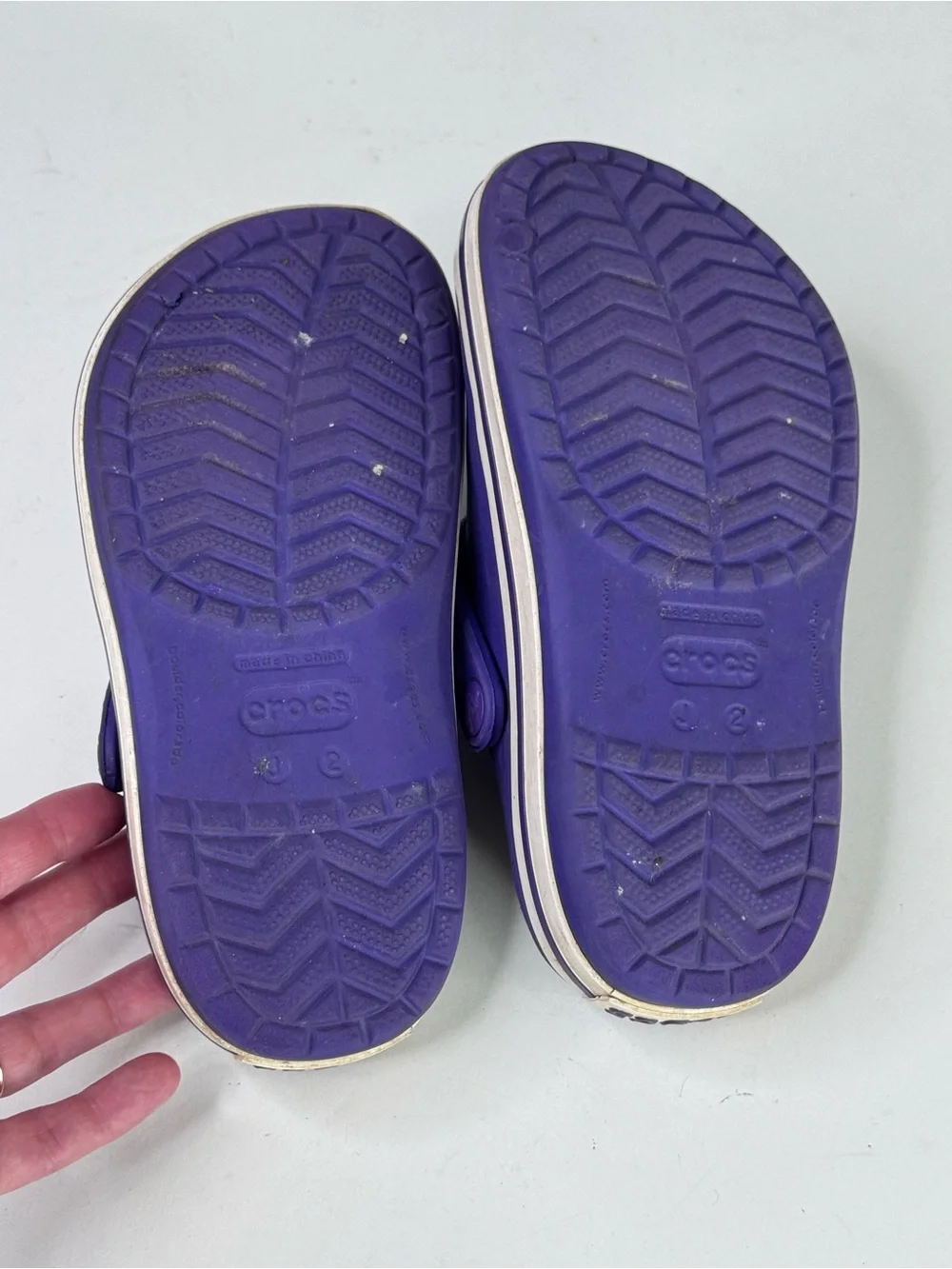 CROCS Kids Purple Clogs with White Stripe Midsole